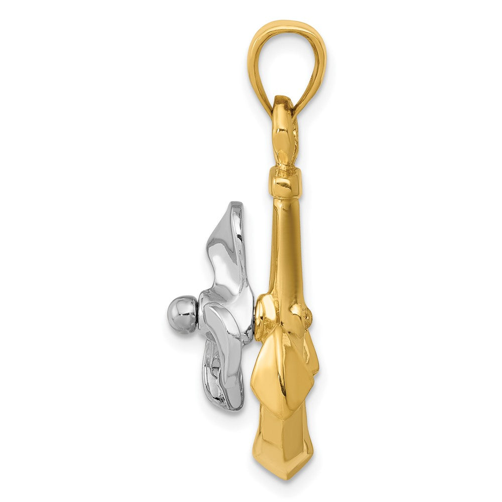 Two-tone 3-D Anchor with Moveable Propeller Pendant - WBC