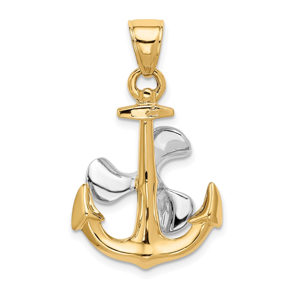 Two-tone 3-D Anchor with Moveable Propeller Pendant - WBC