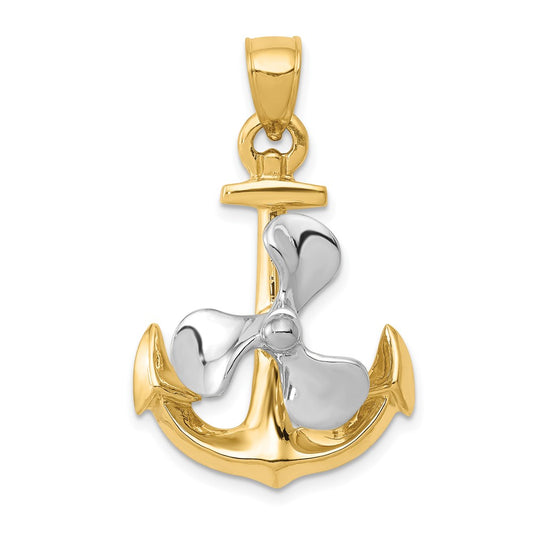 Two-tone 3-D Anchor with Moveable Propeller Pendant - WBC