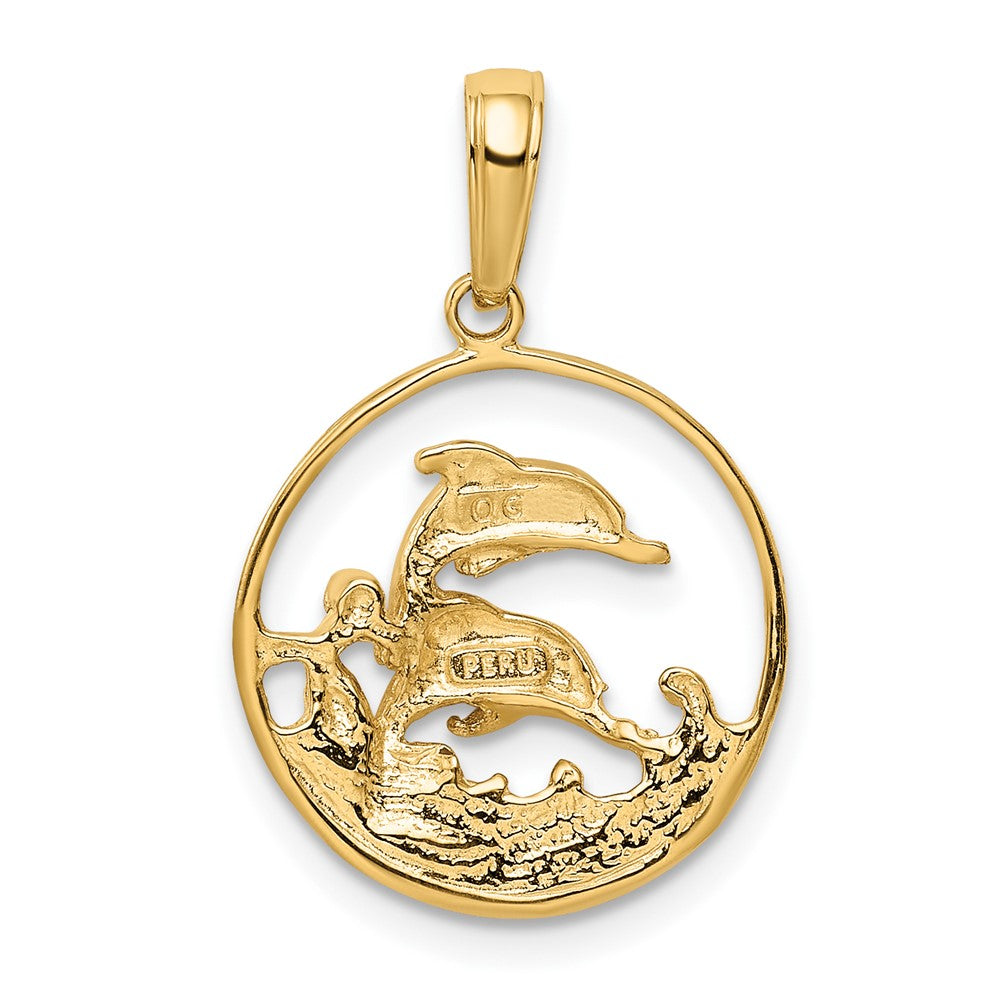 Double Dolphins in Circle Pendant - WBC