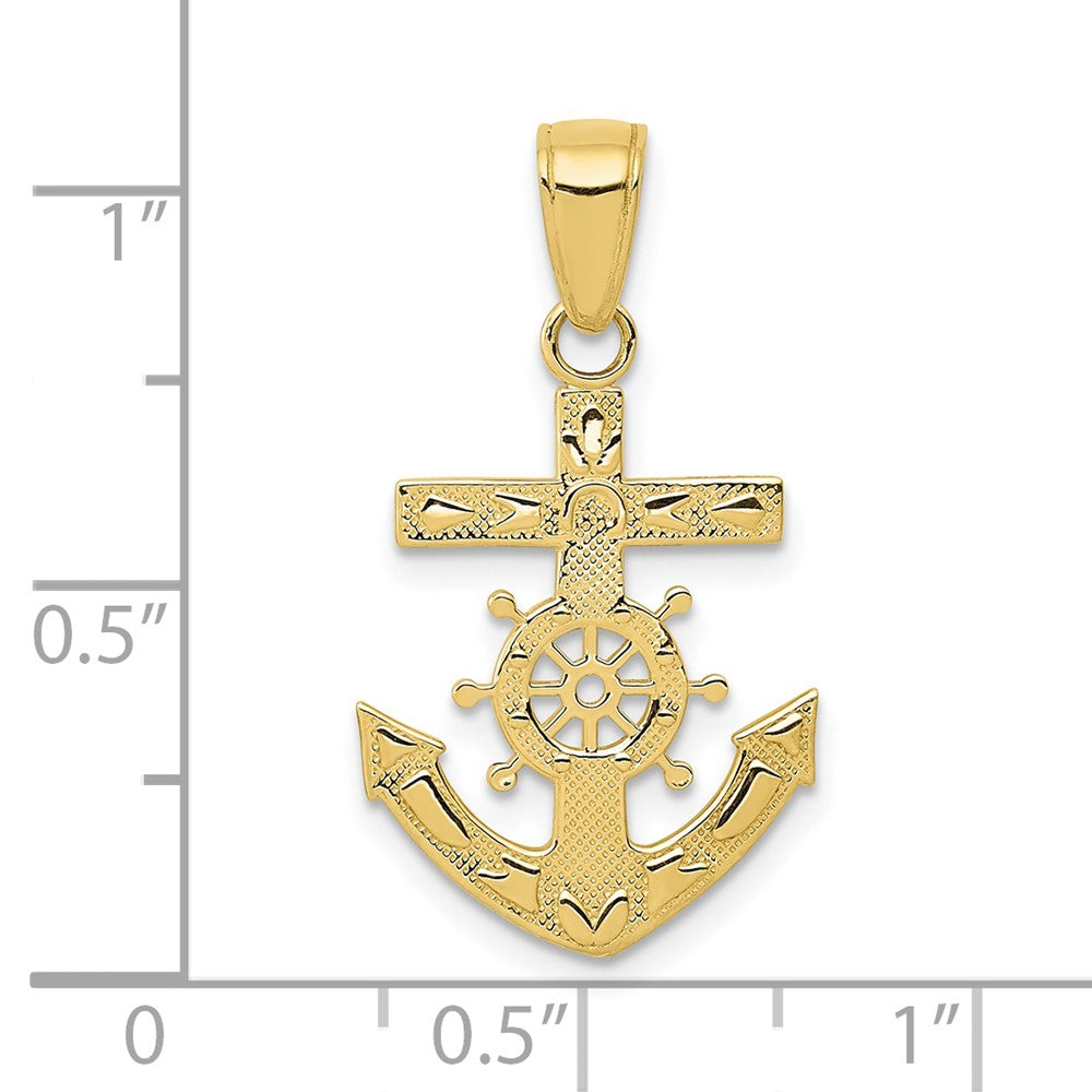 Mariners Cross / Anchor with Ships Wheel Pendant - WBC