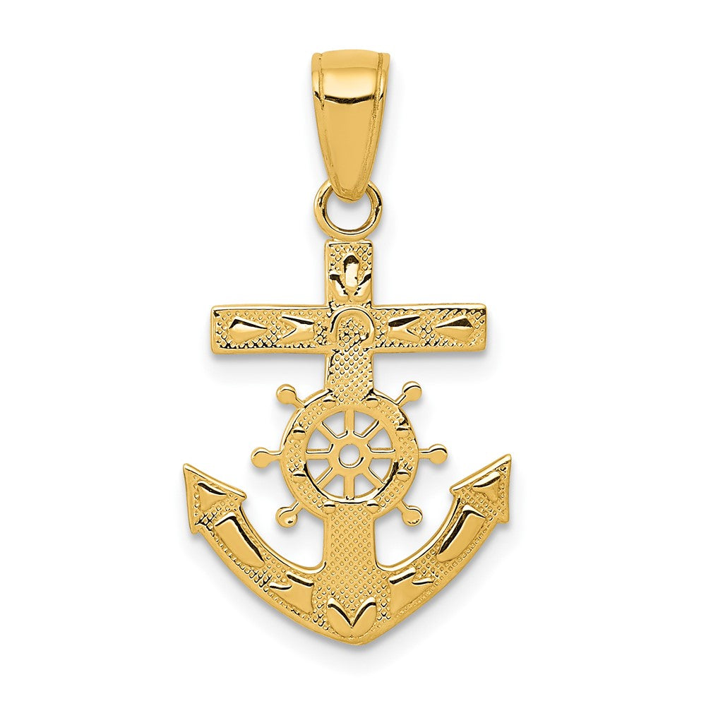Mariners Cross / Anchor with Ships Wheel Pendant - WBC