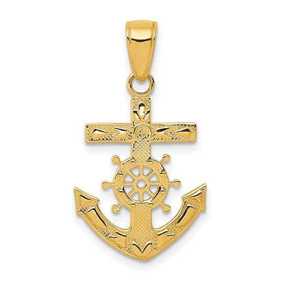 Mariners Cross / Anchor with Ships Wheel Pendant - WBC