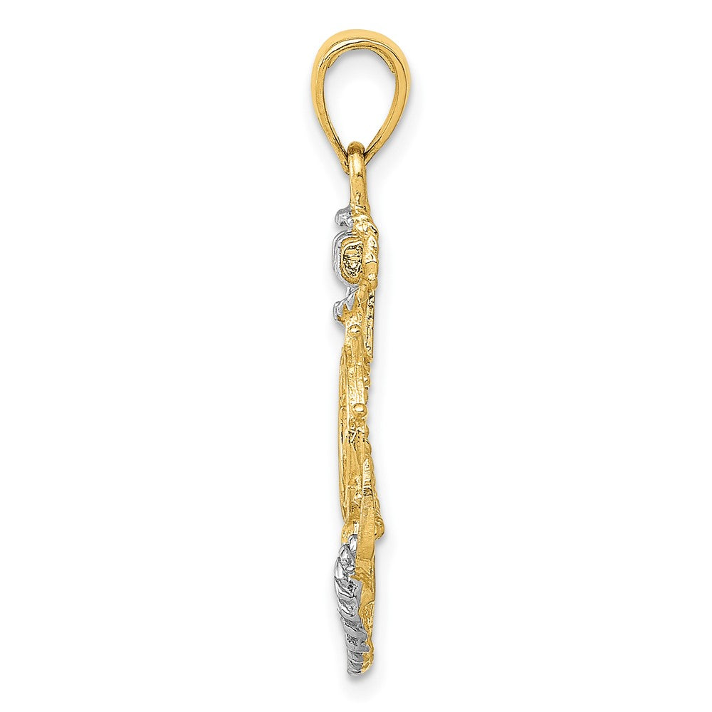 and Rhodium Anchor with Ships Wheel and Rope Pendant - WBC