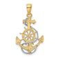 and Rhodium Anchor with Ships Wheel and Rope Pendant - WBC
