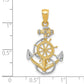 and Rhodium Anchor with Ships Wheel and Rope Pendant - WBC