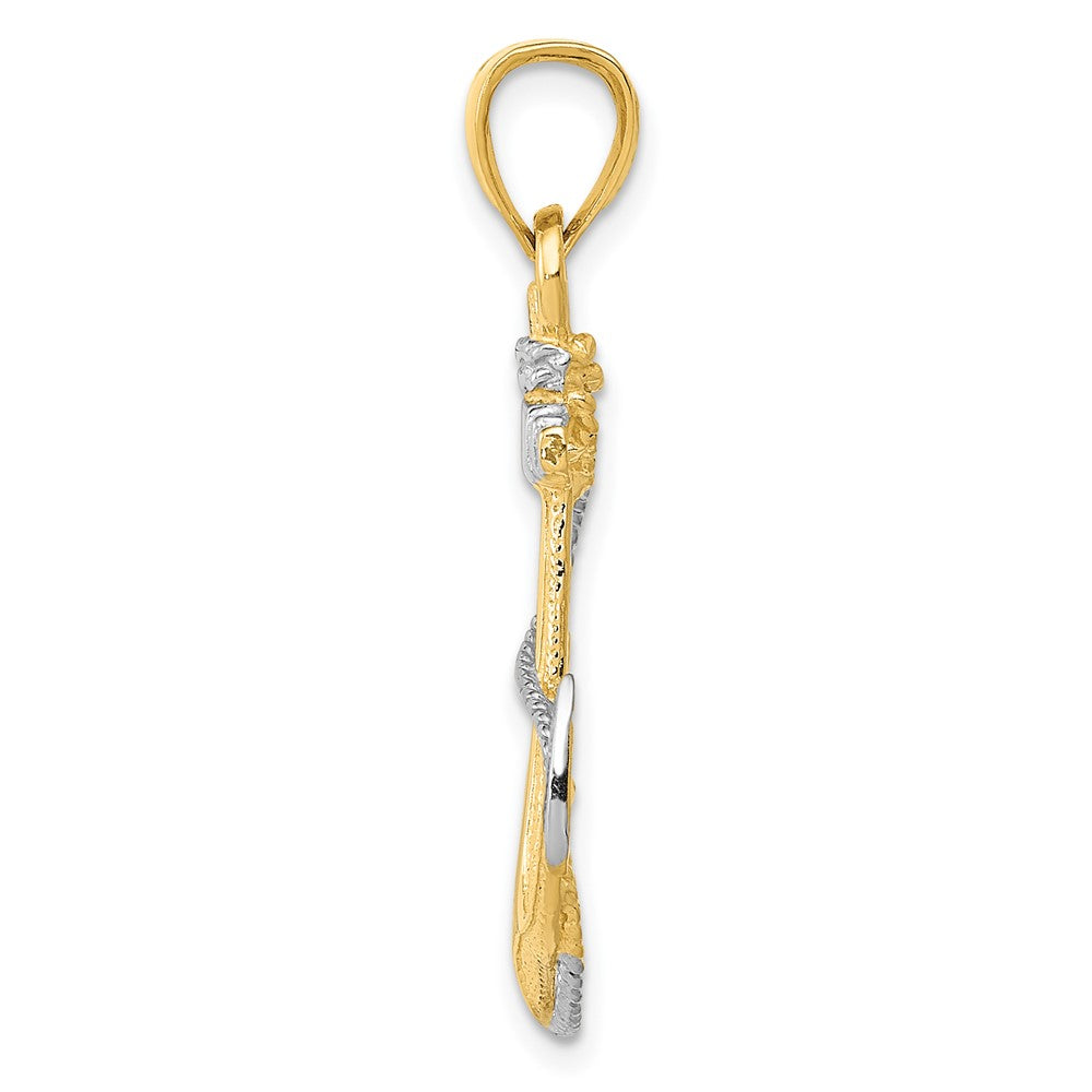 and Rhodium Anchor with Rope Pendant - WBC