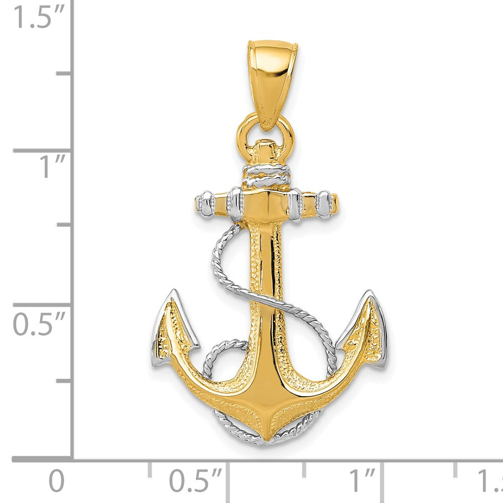 and Rhodium Anchor with Rope Pendant - WBC