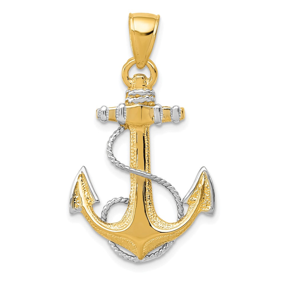 and Rhodium Anchor with Rope Pendant - WBC