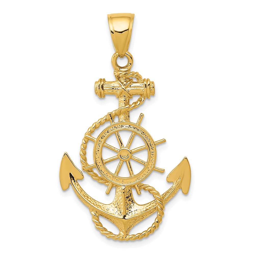 Large Anchor with Ships Wheel and Rope Pendant - WBC