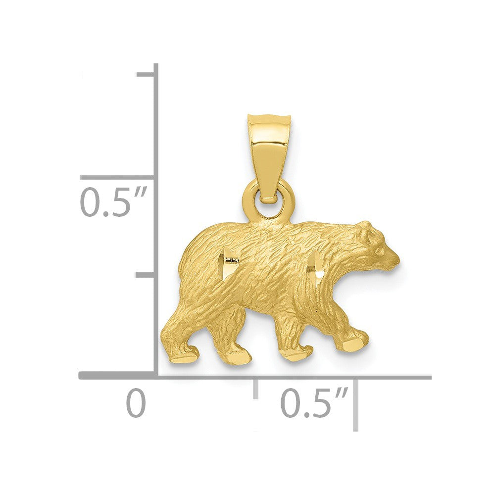 Satin Diamond-cut Bear Pendant - WBC