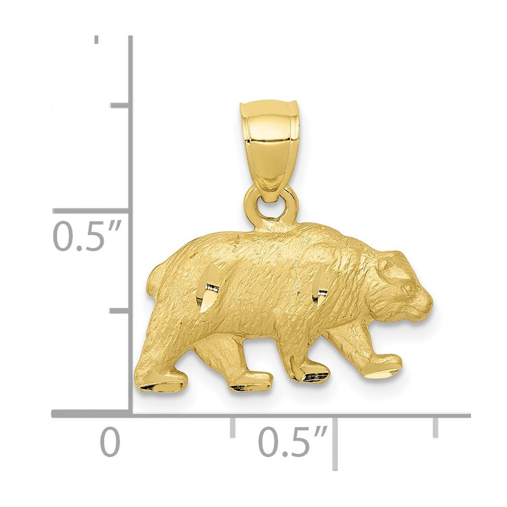 Satin Diamond-cut Bear Pendant - WBC