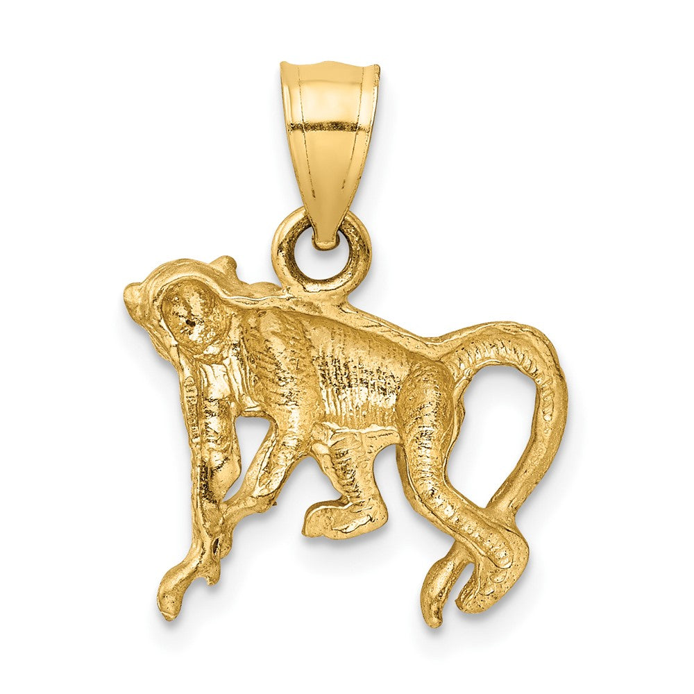 Satin Diamond-cut Monkey Pendant - WBC