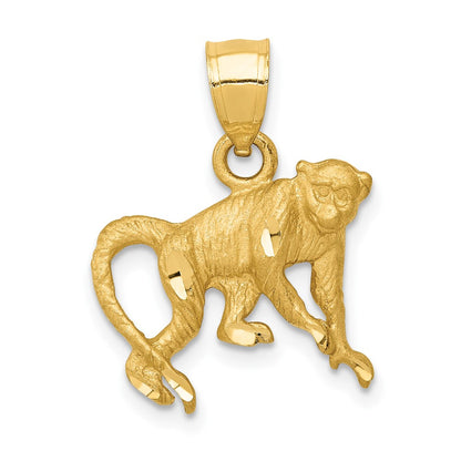 Satin Diamond-cut Monkey Pendant - WBC