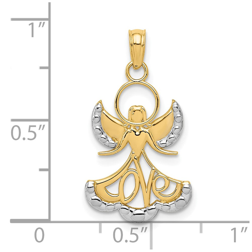and Rhodium LOVE Skirt Angel Pendant - WBC