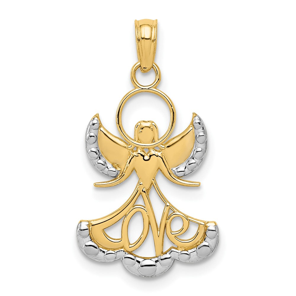 and Rhodium LOVE Skirt Angel Pendant - WBC