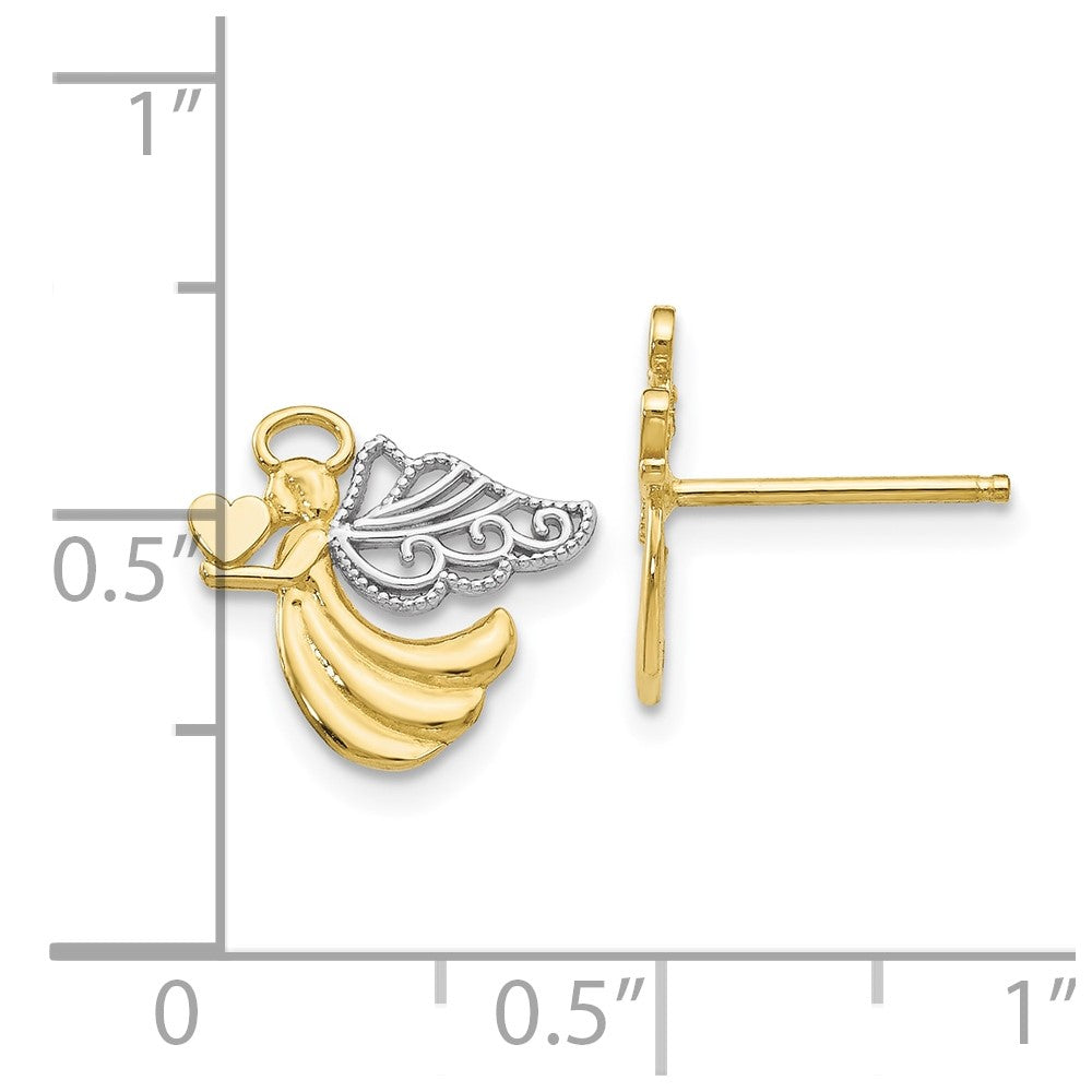 and Rhodium Angel with Heart Post Earrings - WBC