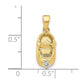 3-D April/Clear Synthetic Stone Engraveable Baby Shoe Charm - WBC