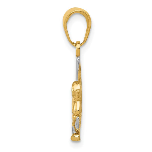 and Rhodium Polished Moon with Angel Pendant - WBC