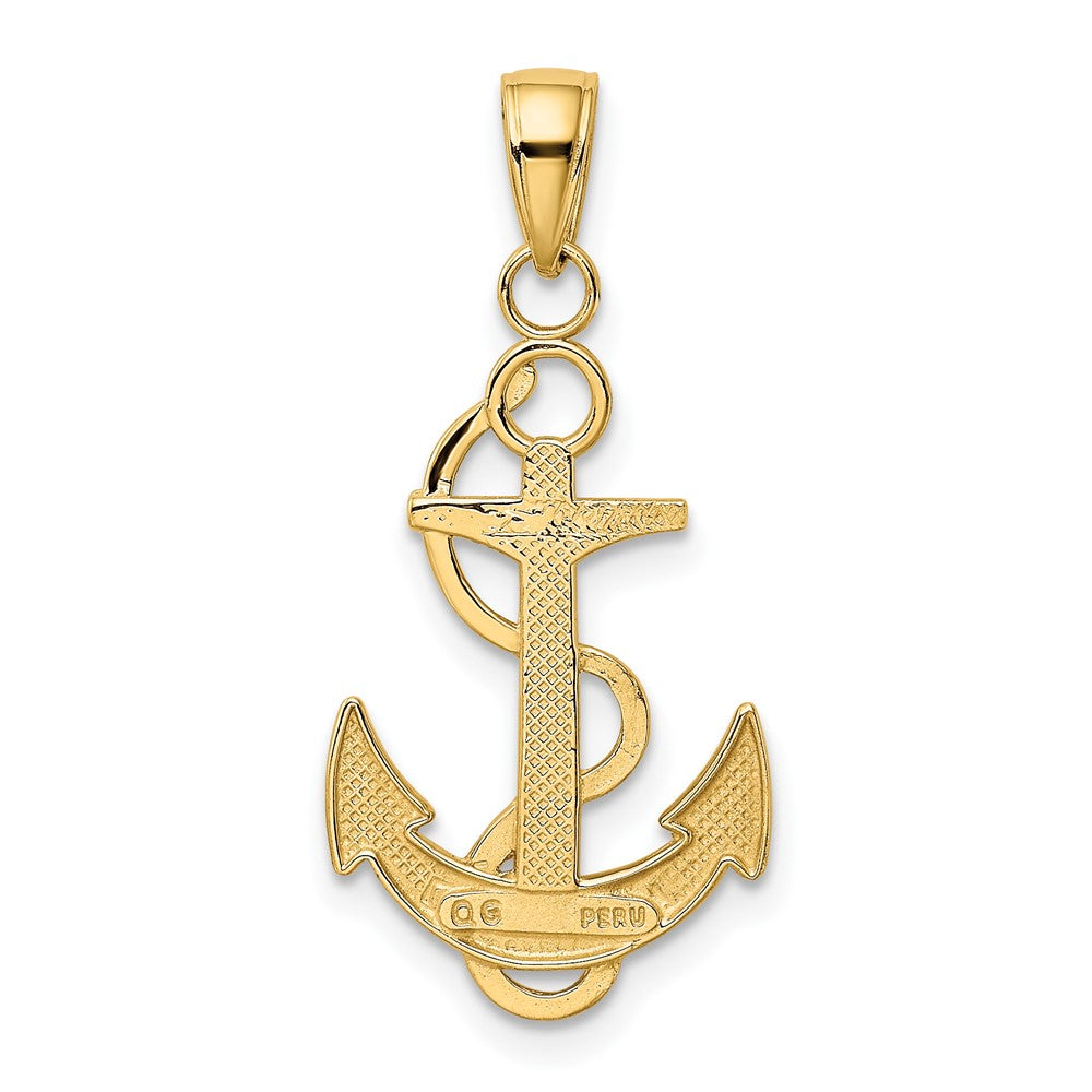 Polished Anchor with Textured Rope Pendant - WBC