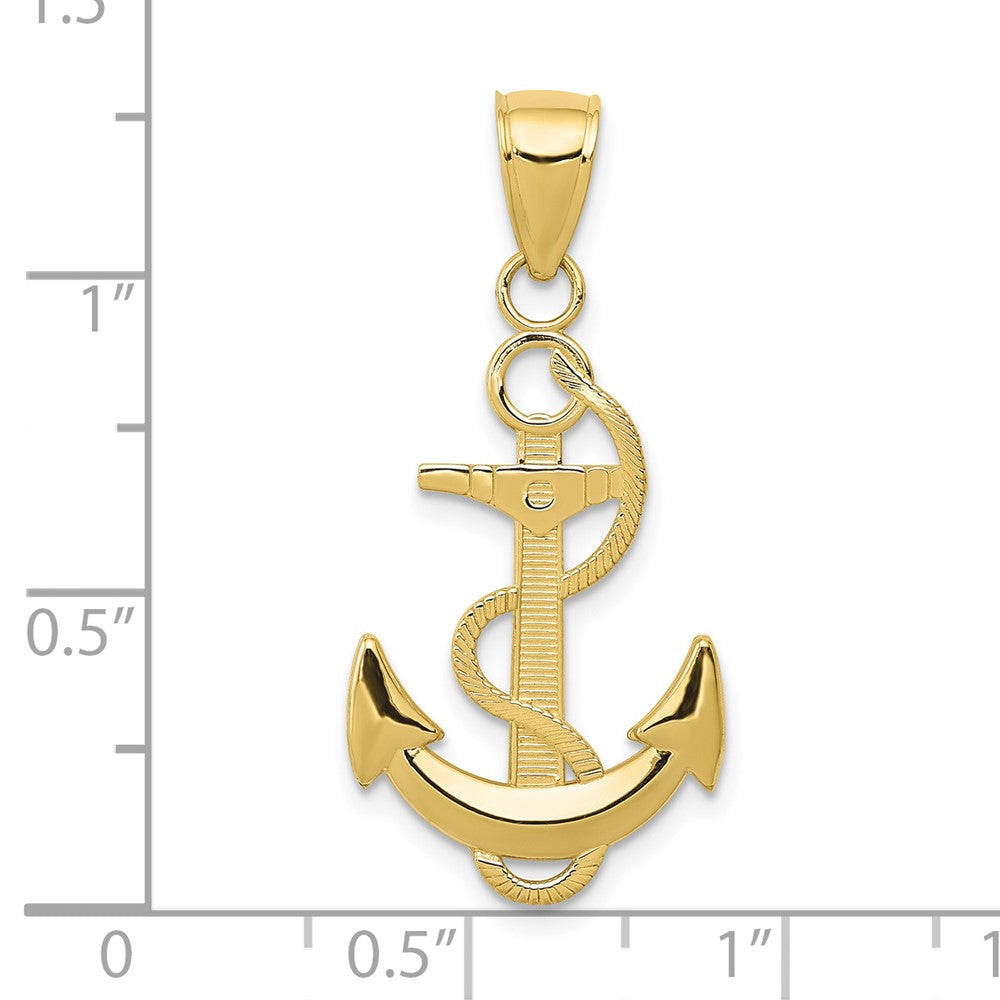 Polished Anchor with Textured Rope Pendant - WBC