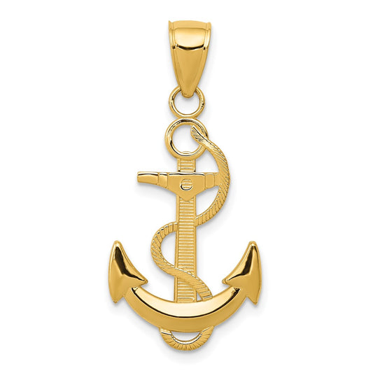 Polished Anchor with Textured Rope Pendant - WBC