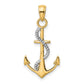 and Rhodium Polished Anchor with Rope Pendant - WBC