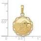 Polished Angel/Cherub on Round Scalloped Frame Pendant - WBC