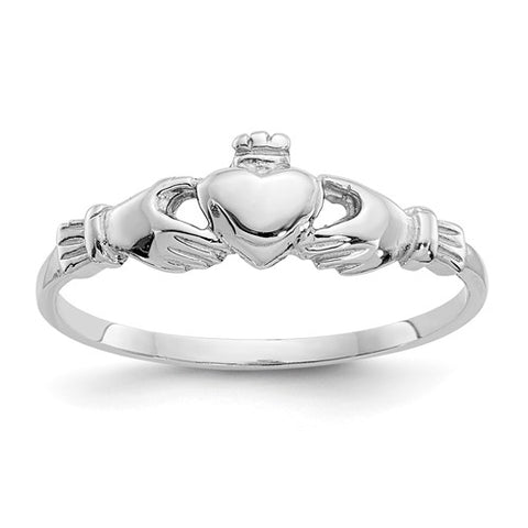 10k White Gold Child's Claddagh Ring