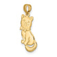 3-D Polished Sitting Cat with Bow Charm - WBC