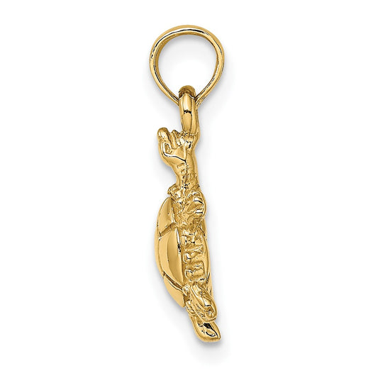 3-D Polished Land Turtle Charm - WBC