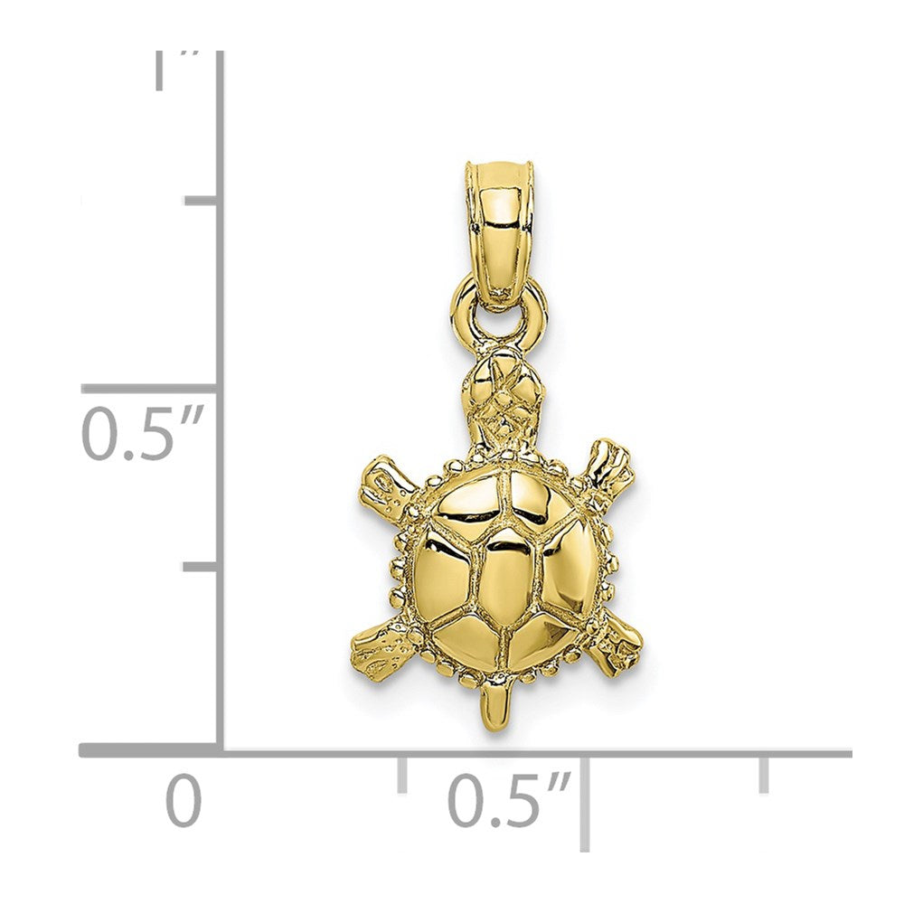 3-D Polished Land Turtle Charm - WBC