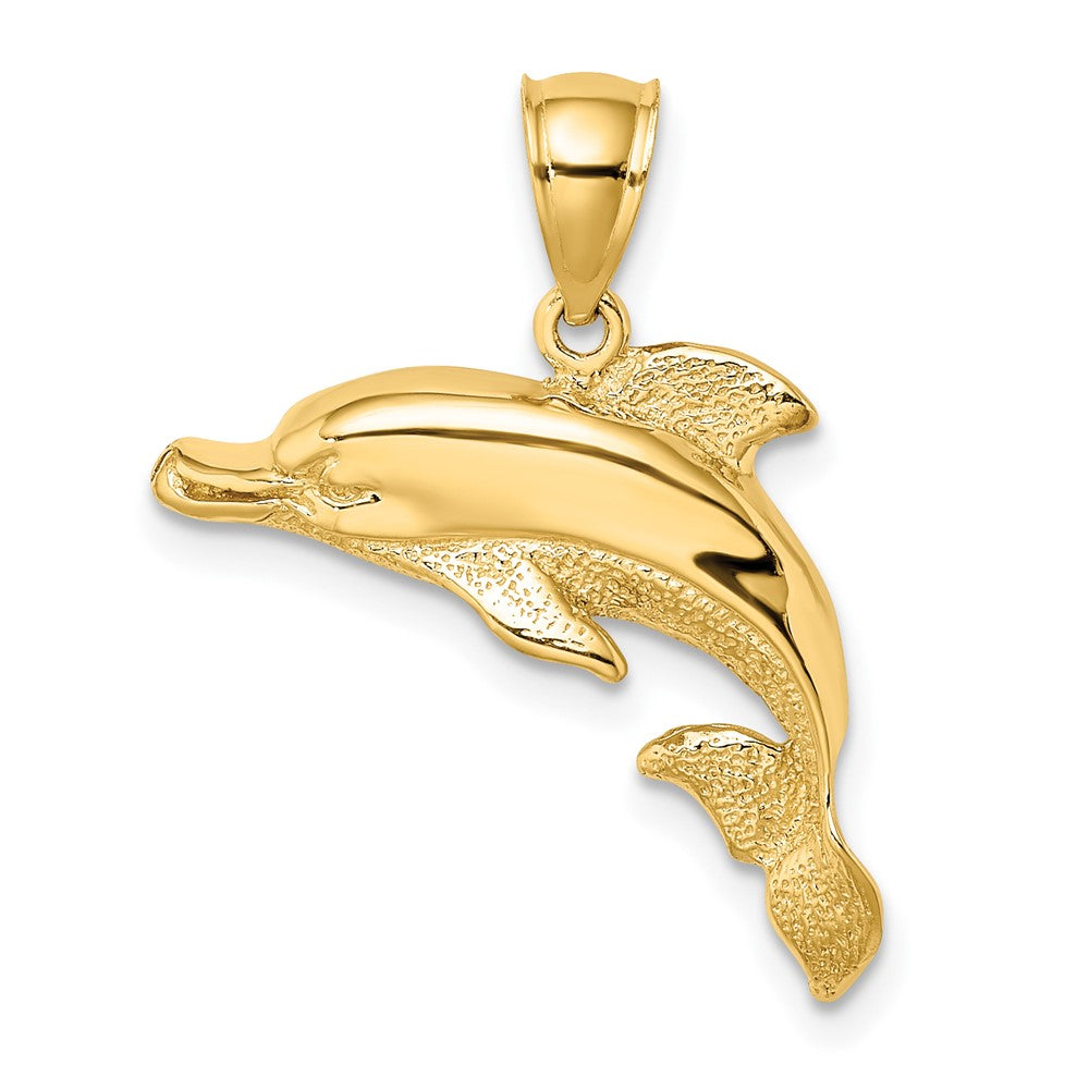 2-D Polished and Engraved Dolphin Charm - WBC