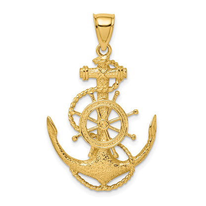 Large 2-D Anchor with Ships Wheel and Rope Charm - WBC