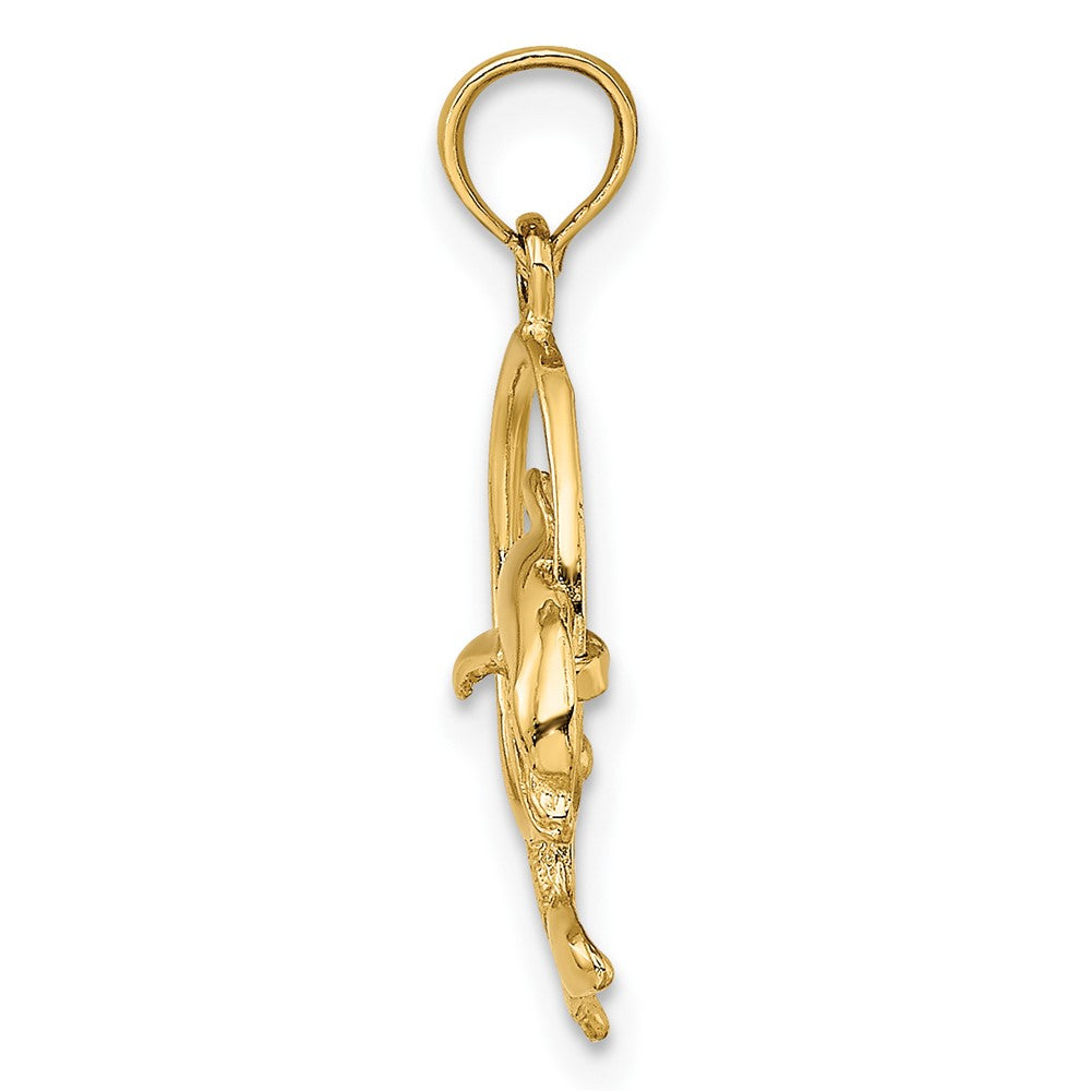 Polished Dolphin Jumping Through Hoop Charm - WBC