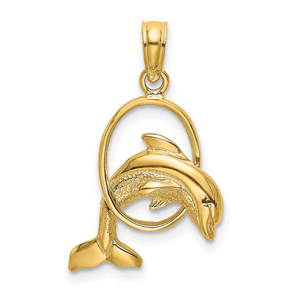 Polished Dolphin Jumping Through Hoop Charm - WBC