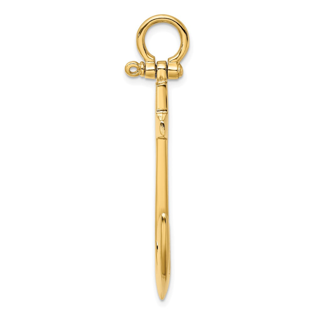 3-D Polished Large Anchor with Shackle Bail Charm - WBC