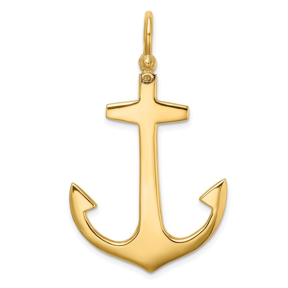 3-D Polished Large Anchor with Shackle Bail Charm - WBC