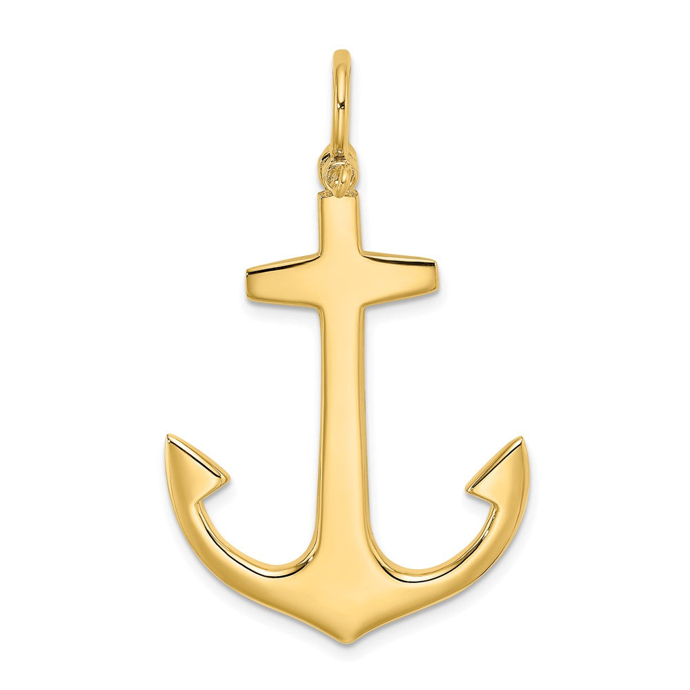 3-D Polished Large Anchor with Shackle Bail Charm - WBC