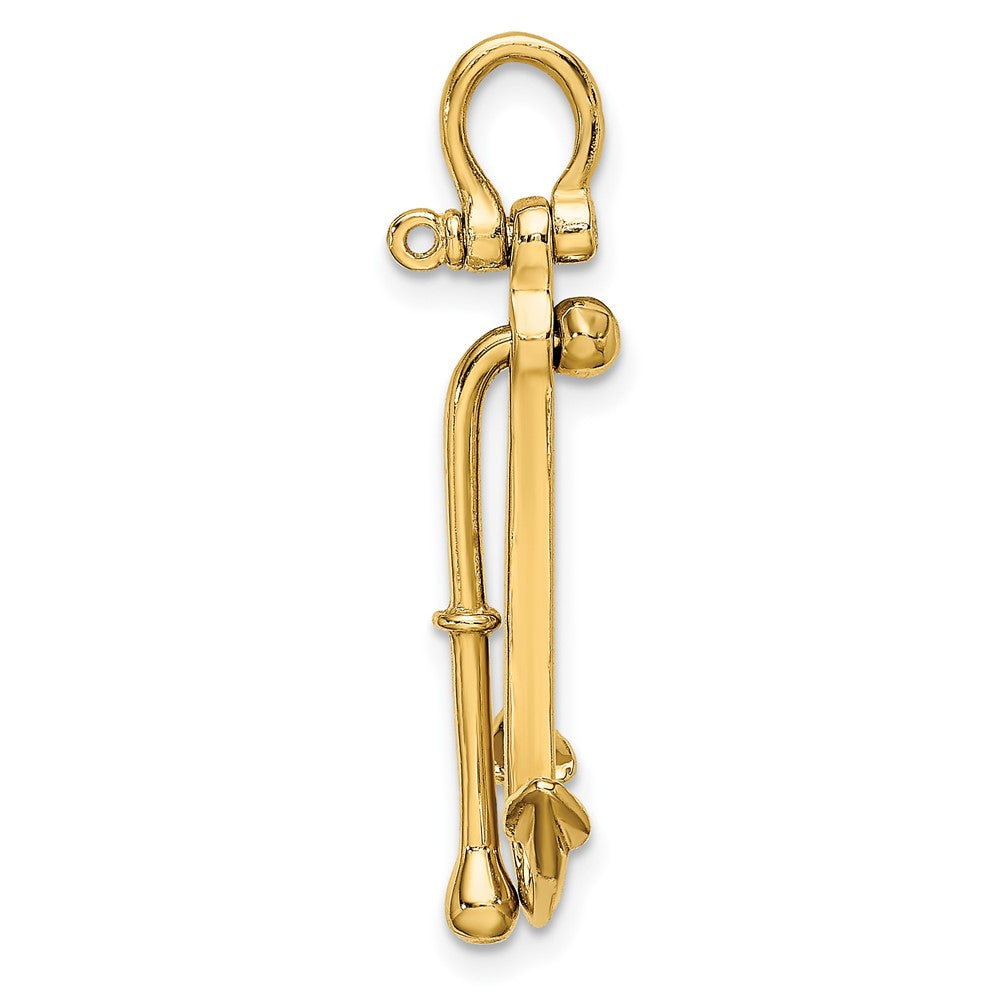 3-D Polished Anchor 2-Piece Moveable Charm - WBC