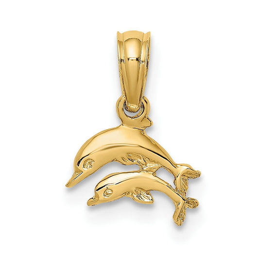 2-D Mini Double Dolphins Swimming Charm - WBC