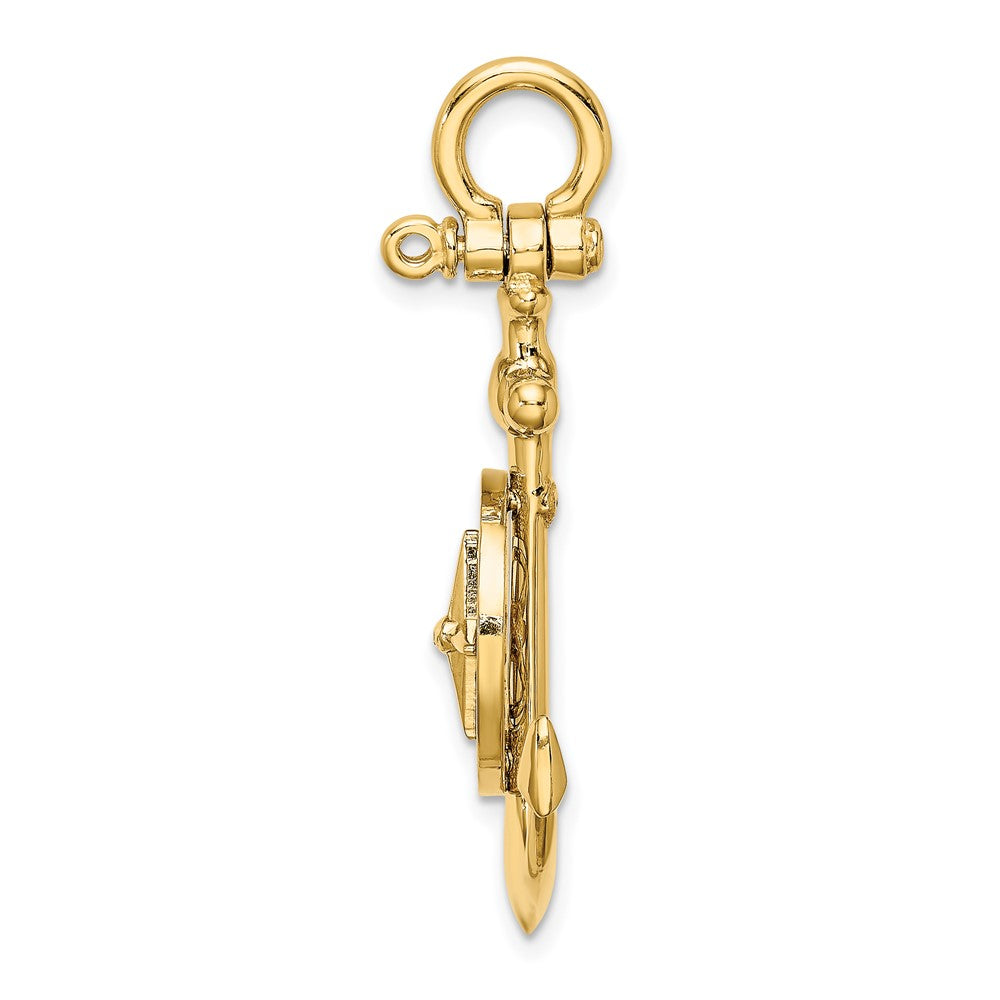 Large 3-D Anchor with Nautical Compass and Shackle Bail Pendant - WBC