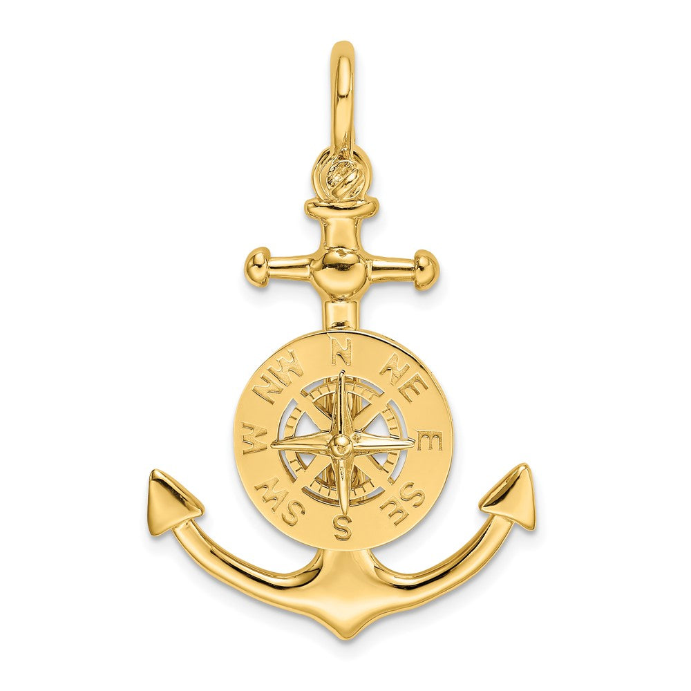 Large 3-D Anchor with Nautical Compass and Shackle Bail Pendant - WBC
