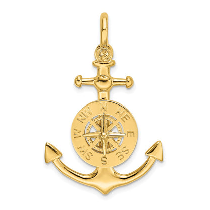 Large 3-D Anchor with Nautical Compass and Shackle Bail Pendant - WBC