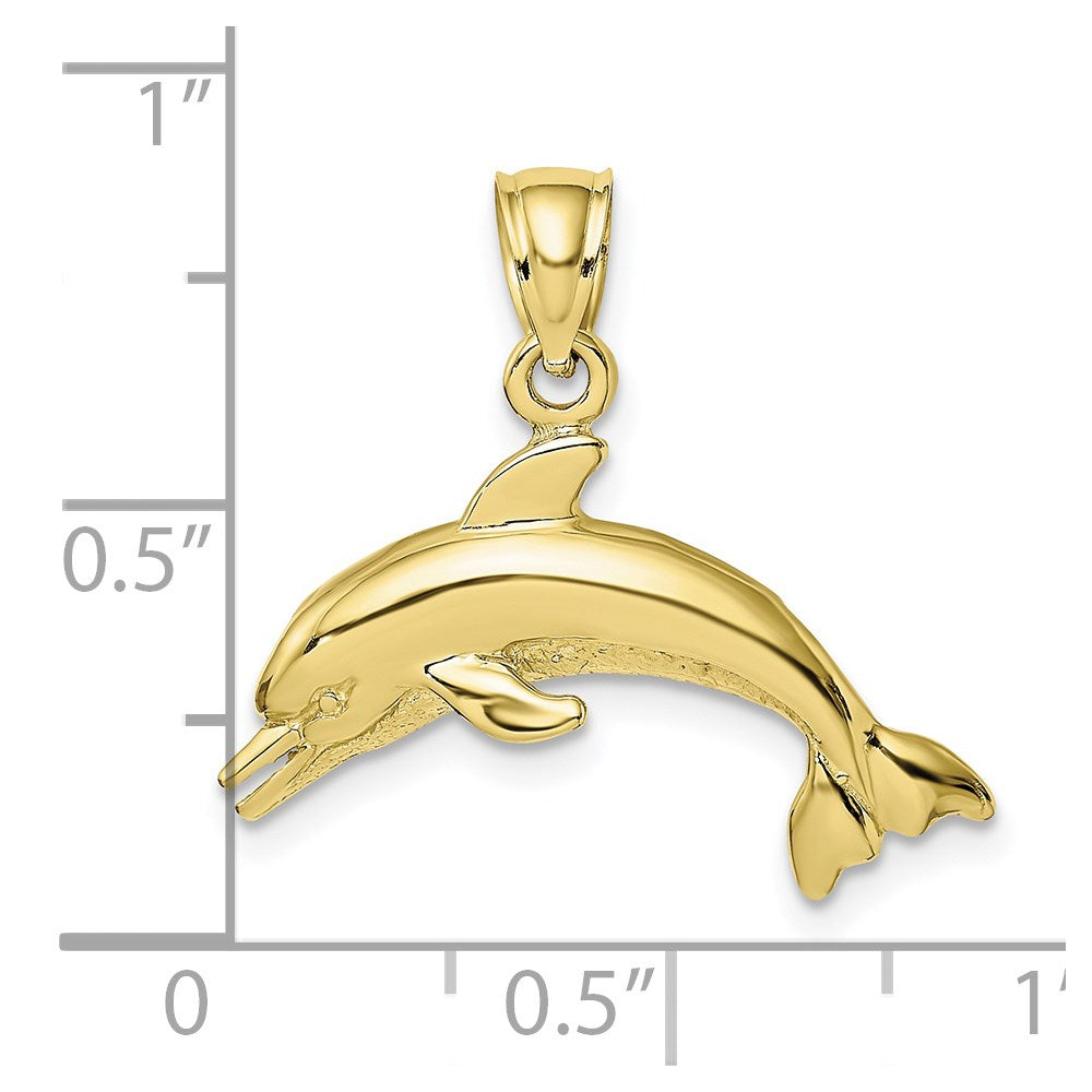 Textured Polished Dolphin Jumping Charm - WBC