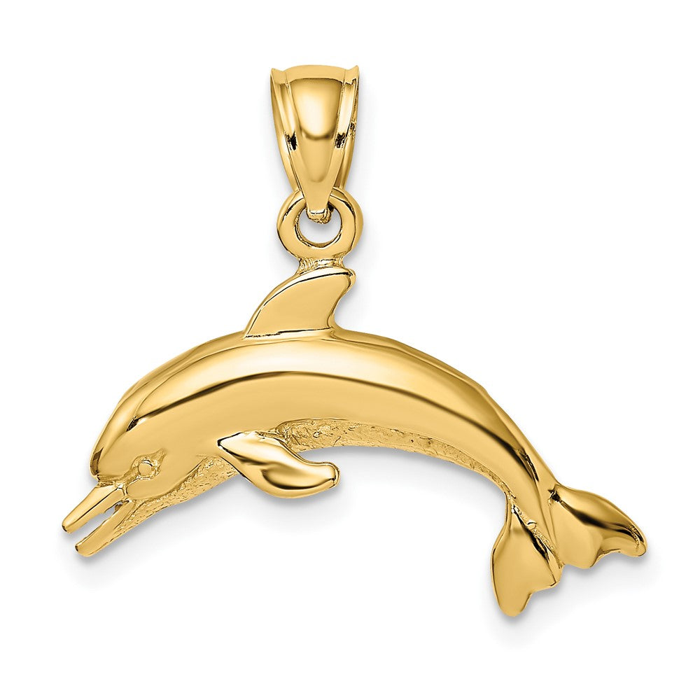 Textured Polished Dolphin Jumping Charm - WBC