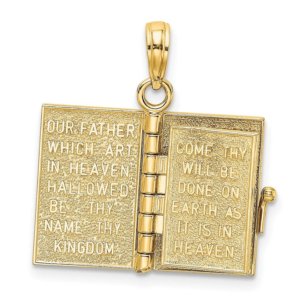 3-D Moveable Pages HOLY BIBLE Opens with Lords Prayer Inside Pendant - WBC