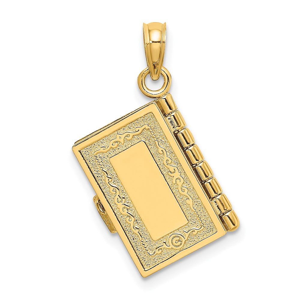 3-D Moveable Pages SANTA BIBLIA Bible Opens with Lords Prayer in Spanish Inside Pendant - WBC