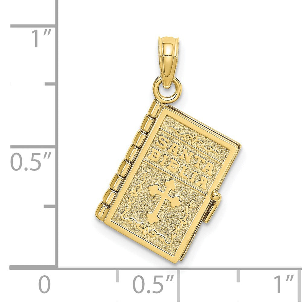3-D Moveable Pages SANTA BIBLIA Bible Opens with Lords Prayer in Spanish Inside Pendant - WBC