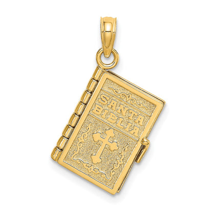 3-D Moveable Pages SANTA BIBLIA Bible Opens with Lords Prayer in Spanish Inside Pendant - WBC